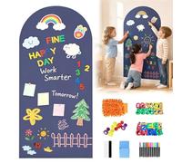 Yuragim - Lavagna magnetica autoadesiva, 100×45 cm, lavagna magnetica curva per cameretta dei bambini a forma di arco con gessetti, portamatite, magneti per animali e lettere e panno per la pulizia