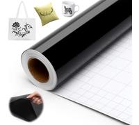 Yuragim Pellicola per plotter in vinile nero, 30,5 x 500 cm, per cricut, PET plotter, autoadesiva, colore nero, per regali fai da te, decorazione per feste, adesivi, taglierini artigianali, tazze