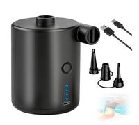 Yuragim Pompa ad aria elettrica, 4000 mAh, batteria ricaricabile con 3 ugelli, mini pompa ad aria elettrica per materasso ad aria, gonfiaggio/svuotamento rapido, per campeggio, gonfiaggio gonfiabile