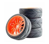 Yurefax 4 Pezzi Pneumatici Grip Inserto Ruota Spugna, for HSP Racing, 1/10 1.10 Auto da Strada Pneumatici per Auto RC(Red Wheel)