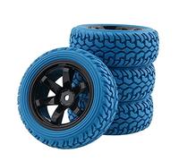 Yurefax 4 Pezzi Pneumatici in Gomma ABS Ruota, for HSP, for HPI, 1/16 1:16 On-Road Car RC 701-8019 Pneumatico per Auto RC(Blue)