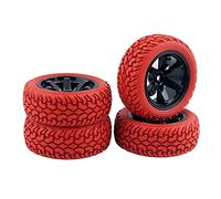 Yurefax 4 Pezzi Pneumatici in Gomma ABS Ruota, for HSP, for HPI, 1/16 1:16 On-Road Car RC 701-8019 Pneumatico per Auto RC(Rot)
