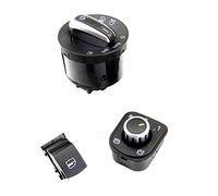 Yurefax 5ND 959 565 A Manopola interruttore specchietto retrovisore cromato faro+pulsante blocco vetro passeggero, for VW, for Tiguna, for Caddy, for Passat, for B6, for Jetta, for MK5 Golf MK5 5ND 95