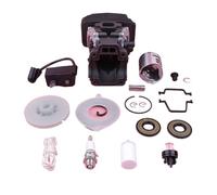 Yurefax Cilindro Bobina di accensione Kit pistone Parte Motosega Avviamento a Strappo Puleggia Molla Paraolio Primer Lampadina 42mm, for Husqvarna, 445 445E Bobina di accensione