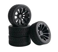 Yurefax Pneumatici da Corsa Piatti 4 Pezzi, Offset Ruota 6 mm, for HSP, for HPI, 1.10 for Auto Strada Pneumatici per Auto RC(601-8007)