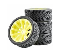 Yurefax Pneumatici da Corsa Piatti 4 Pezzi, Offset Ruota 6 mm, for HSP, for HPI, 1.10 for Auto Strada Pneumatici per Auto RC(601Y-8007)