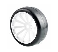 Yurefax Pneumatici da Corsa Piatti 4 Pezzi, Offset Ruota 6 mm, for HSP, for HPI, 1.10 for Auto Strada Pneumatici per Auto RC(White Wheel)