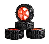 Yurefax Pneumatici in Gomma ABS WheeI 2 Anteriori 2 Posteriori, for HSP, 1:10 Buggy RC 66041-66051 Pneumatico per Auto RC(Rot)