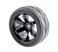 Yurefax Ruota ABS con Pneumatici in Gomma da 4 Pezzi, for HSP, for HPI, Auto Strada 1.10 Pneumatici per Auto RC(Black Wheel)
