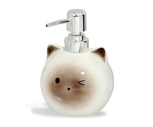 YURIAERY Dispenser di sapone in ceramica a forma di gatto siamese, 425,2 g, simpatico dispenser di liquido bianco e nero per bambini, decorazione da bagno o cucina