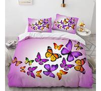 YURKO 155X220 Cm Set Di Biancheria Da Letto Niente Stiratura Farfalla Copripiumino Singolo Bambini Cotone Poliestere Con 2 Federe 50X75Cm