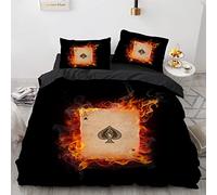 YURKO 240X260 Cm Copripiumino Niente Stiratura Poker Set Copripiumino Matrimoniale Cotone Poliestere Con 2 Federe 50X75Cm