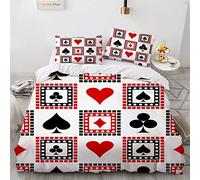 YURKO Copripiumino Letto Singolo Poker Con 2 Federe 50X75Cm Cotone Poliestere Copripiumino 3D Niente Stiratura 155X220 Cm