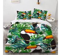 YURKO Cotone Poliestere Copripiumino Matrimoniale Tropicale Tropicali Giungla Jungle Niente Stiratura Parure Copripiumino 240X260Cm Con 2 Federe 50X75Cm