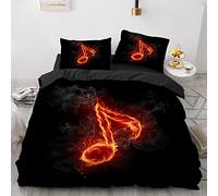 YURKO Cotone Poliestere Set Di Biancheria Da Letto Musica Musicali 135X200Cm Con 2 Federe 50X75Cm Copripiumino Singolo Bambini Niente Stiratura