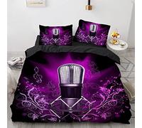 YURKO Set Copripiumini E Federe Musica Musicali Niente Stiratura Cotone Poliestere Copri Piumino Singolo Bimba 155 X 220 Cm Con 2 Federe 50X75Cm