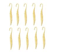 Yurosiay 10 segnalibri a forma di piume, in metallo, vintage, a forma di piuma, accessori fai da te, con fori, piume in metallo, per segnalibri, creazione di gioielli, oro