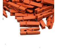 Yurosiay 100 mollette in legno colorate da 3,5 cm, piccole mollette in legno, mini mollette in legno colorate per foto, cartoline, lettere, fai da te, colore arancione