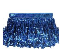 Yurosiay 2 Yard - Passamano con frange, 16 cm, denso con paillettes, luccicanti, frangia al laser, bordatura con frange glitterate, frangia per il cucito, blu reale