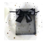Yurosiay 30 Sacchetti in Organza Colorati Con Fiocchi di Raso, Con Coulisse, per Matrimonio, Colore Nero, 2# 9 x 12 cm