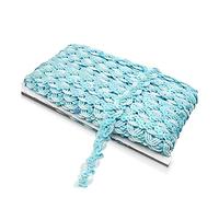 Yurosiay 5 m × 1,5 cm nastro con paillettes intrecciate lucide, ondulate, nastro decorativo con paillettes, da cucire, per il fai da te, cucito, colore blu cielo