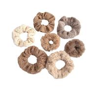 Yurosiay 7 elastici per capelli in peluche Scrunchie da donna, in pelliccia sintetica, per coda di cavallo, morbidi e soffici, elastici per capelli, per ragazze