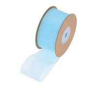 Yurosiay Nastro in organza, 25 yard×38 mm, nastro in organza traslucido, colorato, in organza, nastro decorativo in tulle per matrimoni, feste, ghirlande, torte, artigianato, colore azzurro