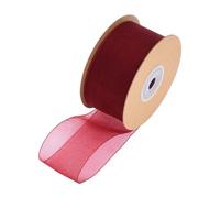 Yurosiay Nastro in organza, 25 yard×38 mm, nastro in organza traslucido, colorato, in organza, nastro decorativo in tulle per matrimoni, feste, ghirlande, torte, artigianato, vino rosso