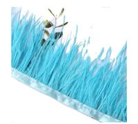 Yurosiay Passamontagna con piume di struzzo, 5 m, larghezza 8 - 10 cm, naturale, soffice piuma, frangia, con nastro di raso, per cucire, piume, fringe trim per il fai da te, abiti blu cielo