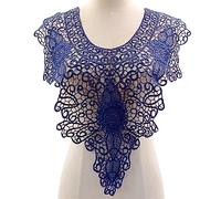 Yurosiay Ricamo Collo Pizzo Collare Vintage Elegante Fiori Crochet Pizzo Collare Cucito Scava Ricamato Collare Pizzo Applique Collo Rotondo Pizzo Patch Blu Scuro