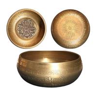 Yurosiay Set di campane tibetane con bacchetta, bronzo anticato, martellate a mano in Nepal, regali spirituali per meditazione, consapevolezza, yoga, guarigione spirituale e antistress