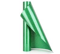 YURROAD Termovinile per Tessuti Glitter 100 X 30cm Vinile Termoadesivo Verde Glitterato Adesivo Termovinile per Tessuti Flex Termoadesivi Magliette/Cappelli/Natale Regalo di San Valentino (Verde)