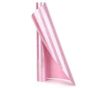 YURROAD Termovinile per Tessuti Rosa Glitter, 100cm x 30cm, Vinile Termoadesivo Glitterato Rosa, HTV Vinile Iron on T-shirts, Vinile Trasferimento Termico per Vestiti, Termovinile Glitter Rosa
