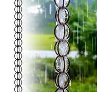 yurstcggh Catena da Pioggia Ornamento da Giardino 3ft 6.5ft 10ft Catena Sospesa Resistente alla Ruggine e Durevole,per La Raccolta dell'Acqua Piovana per Il Balcone del Gazebo 4m(13ft) Nero