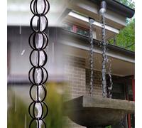 yurstcggh Catene Gocciolatoio da Grondaia 3ft 6.5ft 10ft Catena Sospesa Resistente alla Ruggine e Durevole,per La Raccolta dell'Acqua Piovana per Il Balcone del Gazebo 4m(13ft) Nero