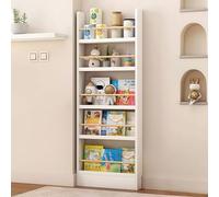 yurstcggh Libreria sottile e stretta,Libreria Bambini,Ripiano stretto dietro l'anta,Scaffale Porta Libri Salvaspazio,Può Essere Posizionato Contro La Parete Per Appoggiare Libri E Riviste 50×10×145cm