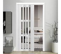 yurstcggh Porte pieghevoli interne in PVC,porta bianca insonorizzata per camera da letto,tiene fuori l'aria calda e fredda,cancelletto divisorio per cucina/lavanderia/ripostiglio 85×178cm