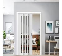 yurstcggh Porte pieghevoli interne in PVC,porta bianca insonorizzata per camera da letto,tiene fuori l'aria calda e fredda,cancelletto divisorio per cucina/lavanderia/ripostiglio 110×200cm