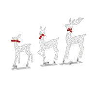 Yusat 3 Pezzi di Decorazioni Natalizie Illuminate per la Casa dei Cervi, Luce Bianca Calda, Ferro, LED, Famiglia, Set, Decorazioni da Tavolo per Interni Ed Esterni (Cervo Luminoso -02)