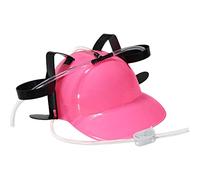 Yusat Casco per bere, porta lattine di birra, cappello per bere, mani libere, 2 fondine laterali, adatto per la maggior parte delle lattine da 340 ml, cinghia regolabile per feste (rosa)