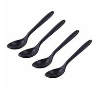 Yusat Cucchiai in Silicone Set 4 Pezzi Cucchiaio da Antiaderente Resistente Al Calore 10,8 Pollici con Foro per Appendere Senza Giunture per Mescolare Dolci da Forno e Serv (Nera)
