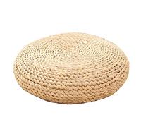 Yusat - Cuscino rotondo in paglia, rotondo, spesso pavimento tatami, per casa, fitness, yoga, meditazione, imbottitura in seta, tappetino in paglia, 30 x 30 cm, colore: beige