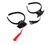 Yusat Mini Fasce per Capelli da Laurea, Confezione da 2 Fasce Uniche per Cappelli da Scapolo con Nappe Rosse Nere per Accessori per Capelli