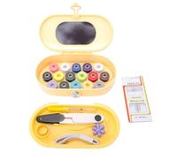 Yusat Set di Strumenti per Cucire Kit di Accessori per Cucito Set di Cucito Multifunzionale Custodia in Plastica Compatta Portatile con Scatola Gialla Crema per Viaggi in Ufficio