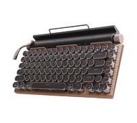 Yusat Tastiera Meccanica Bluetooth Tastiera per Macchina da Scrivere Wireless con Copritasti Rotondi 83 Tasti Design retrò Retroilluminato per Mac IOS (Venatura del legno)