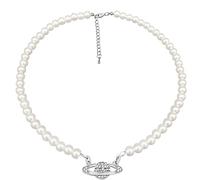 YuSaug Collana Perle Saturno Donna, Perle Collana Girocollo per Donna Gioielli Accessori per Regali di Natale, Anniversario, Planet Collana di Perle