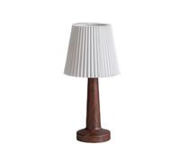 YUSDATC Lampada da tavolo in stile retrò con paralume in tessuto PVC plissettato e base in ferro finto noce, perfetta per creare un'atmosfera calda in camera da letto e soggiorno, ideale per l'arredam