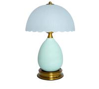 YUSDATC Lampada da Tavolo Vintage in Ceramica con Paralume in Vetro, Tre Temperature di Colore Regolabili, Interruttore a Pulsante, Design Elegante, Perfetta per Camera da Letto, Soggiorno, Comodino,
