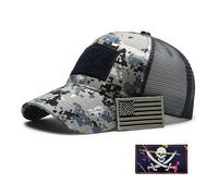 YUSENGMOO Berretto da baseball con bandiera americana, con toppa ricamata, cappello in rete, cappello da sole per esterni, cappello grigio blu + toppa, 13, L