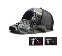 YUSENGMOO Berretto da baseball con bandiera americana, con toppa ricamata, cappello in rete, cappello da sole per esterni, cappello grigio blu + toppa, 1, L